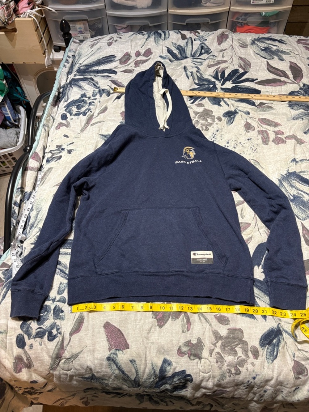 Champion Navy Blue Basketball Hoodie with Drawstring
